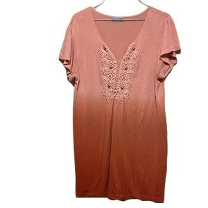 Unity World Wear, Tie Dye, Cap Sleeves, Design Neckline Top, Multi, Large